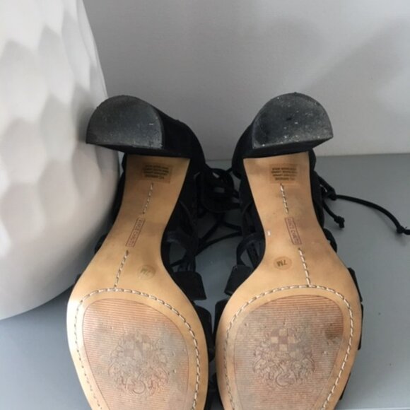 Vince Camuto Black suede lace up/strappy heel size 7 - Picture 5 of 12